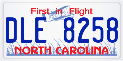 NC license plate DLE8258