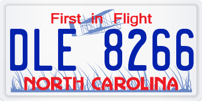 NC license plate DLE8266