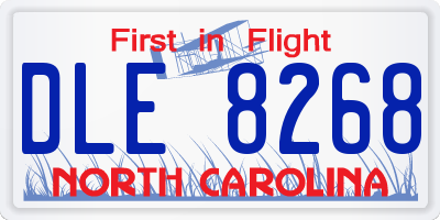NC license plate DLE8268