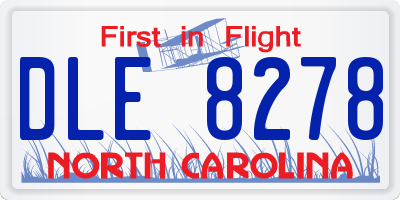 NC license plate DLE8278