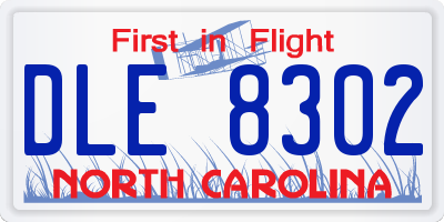 NC license plate DLE8302