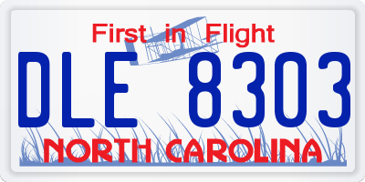 NC license plate DLE8303