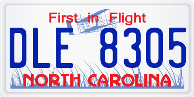 NC license plate DLE8305