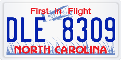 NC license plate DLE8309