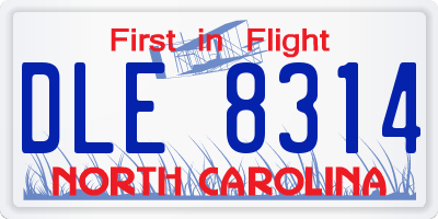 NC license plate DLE8314