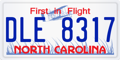 NC license plate DLE8317