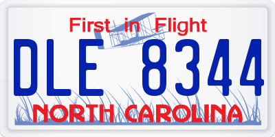 NC license plate DLE8344