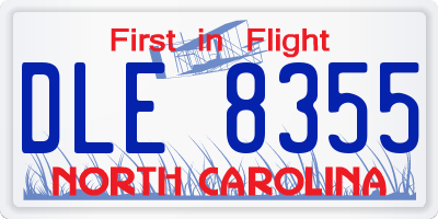 NC license plate DLE8355