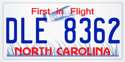 NC license plate DLE8362