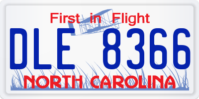 NC license plate DLE8366