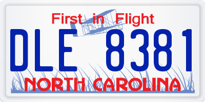 NC license plate DLE8381