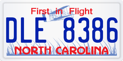 NC license plate DLE8386