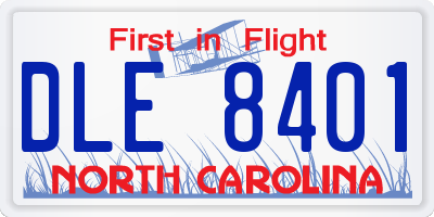 NC license plate DLE8401