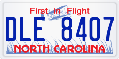 NC license plate DLE8407