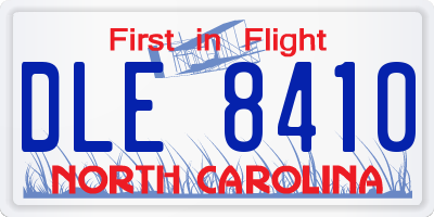 NC license plate DLE8410