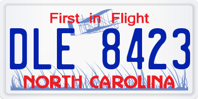 NC license plate DLE8423