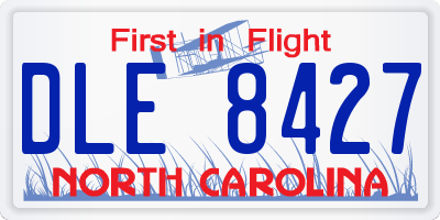 NC license plate DLE8427