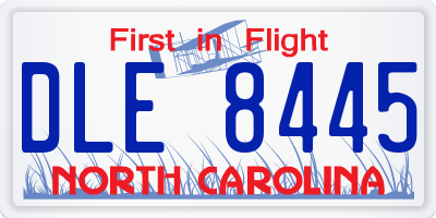 NC license plate DLE8445