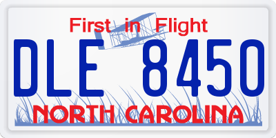 NC license plate DLE8450