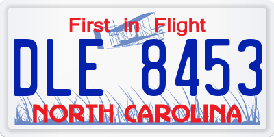 NC license plate DLE8453
