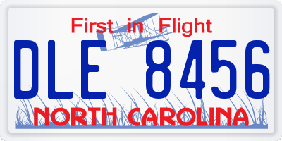 NC license plate DLE8456