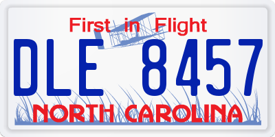 NC license plate DLE8457