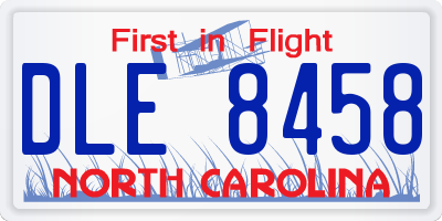 NC license plate DLE8458