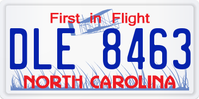 NC license plate DLE8463