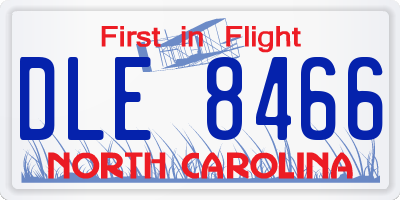 NC license plate DLE8466