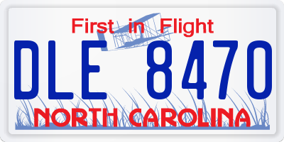 NC license plate DLE8470