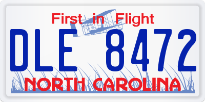 NC license plate DLE8472