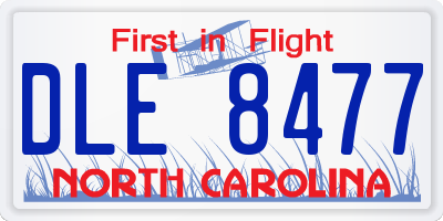 NC license plate DLE8477