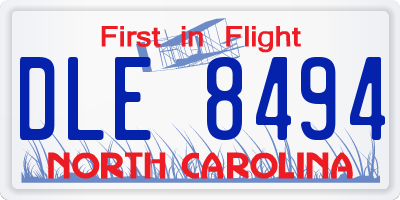 NC license plate DLE8494