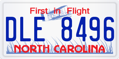 NC license plate DLE8496