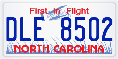 NC license plate DLE8502