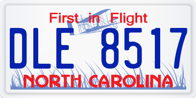 NC license plate DLE8517