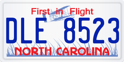 NC license plate DLE8523