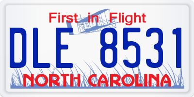 NC license plate DLE8531