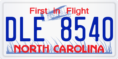 NC license plate DLE8540