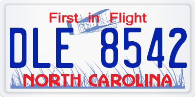 NC license plate DLE8542