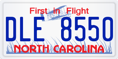 NC license plate DLE8550