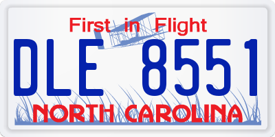 NC license plate DLE8551
