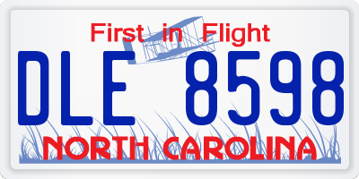 NC license plate DLE8598