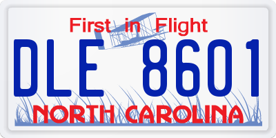 NC license plate DLE8601