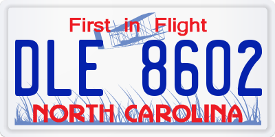 NC license plate DLE8602