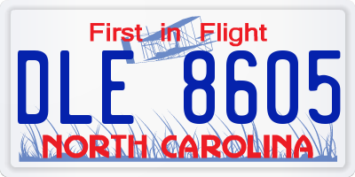 NC license plate DLE8605