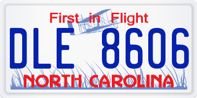 NC license plate DLE8606