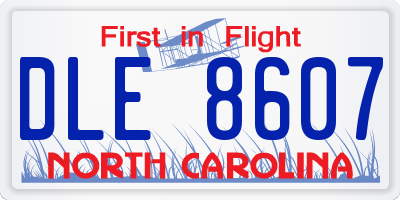 NC license plate DLE8607
