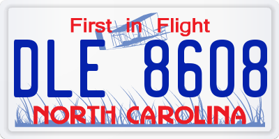 NC license plate DLE8608