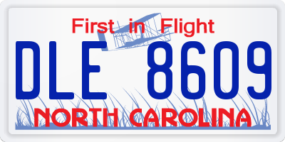 NC license plate DLE8609